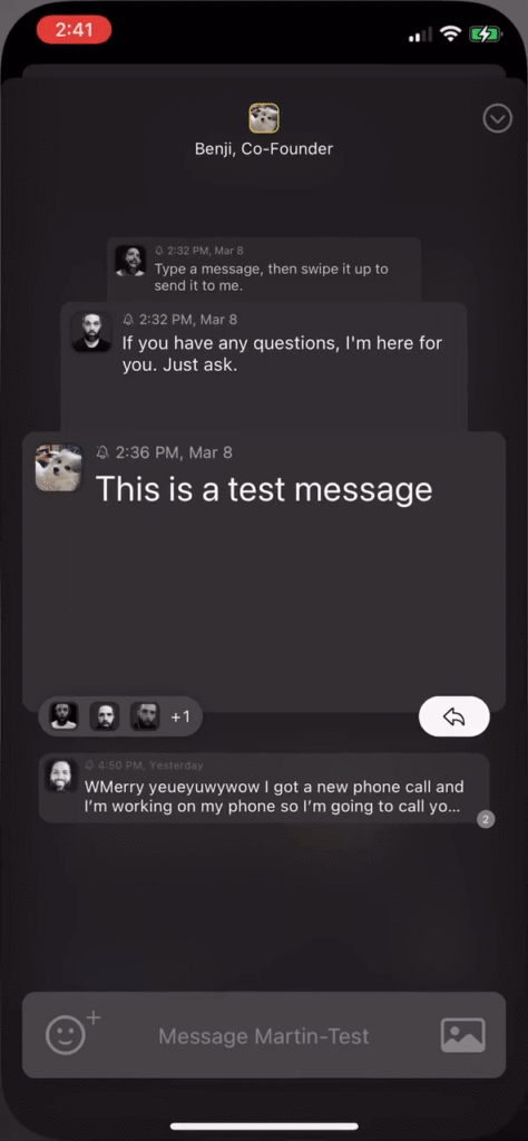 Real Reactions messaging and reaction interface on an iPhone