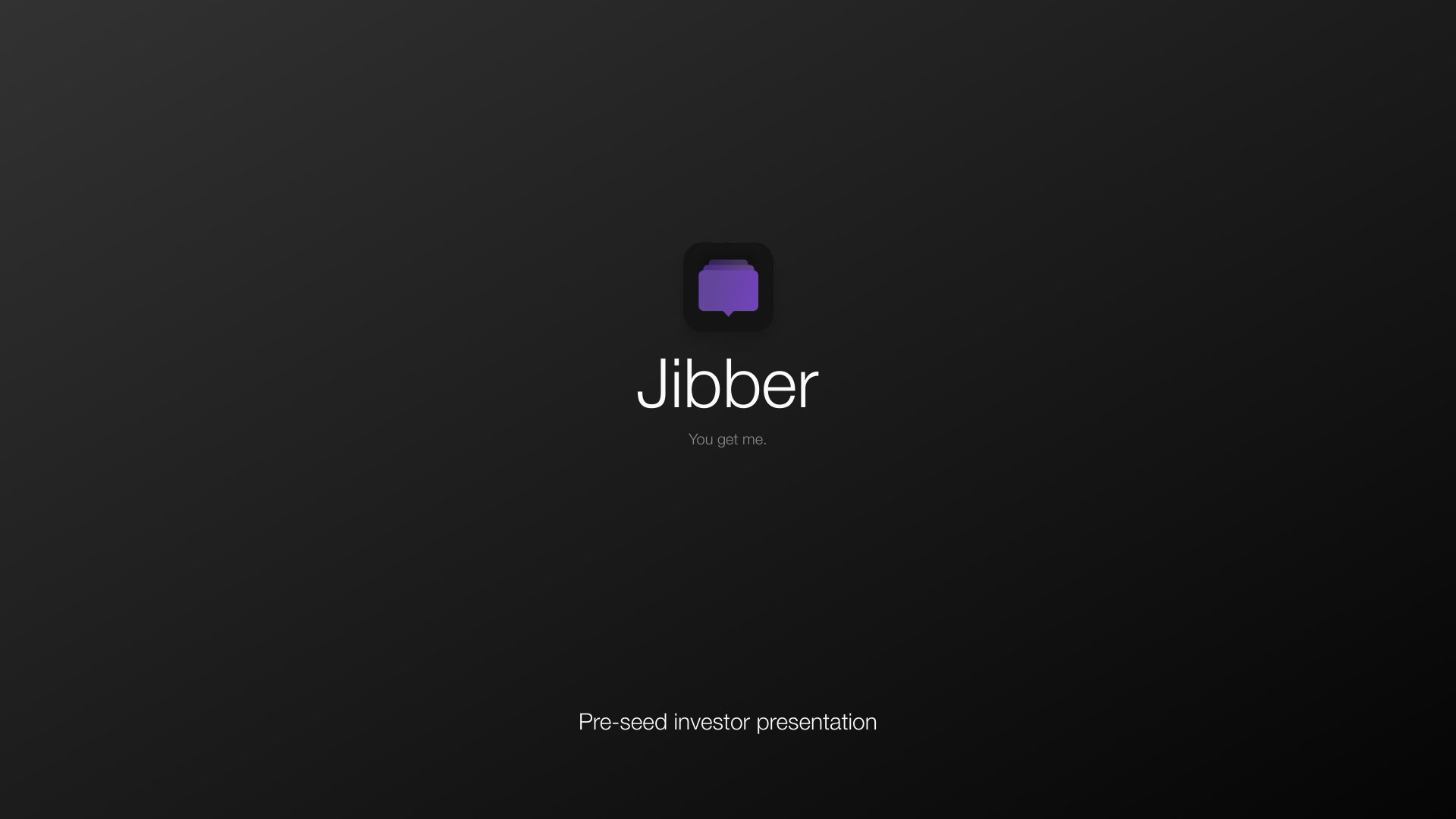Jibber pre-seed investor presentation cover