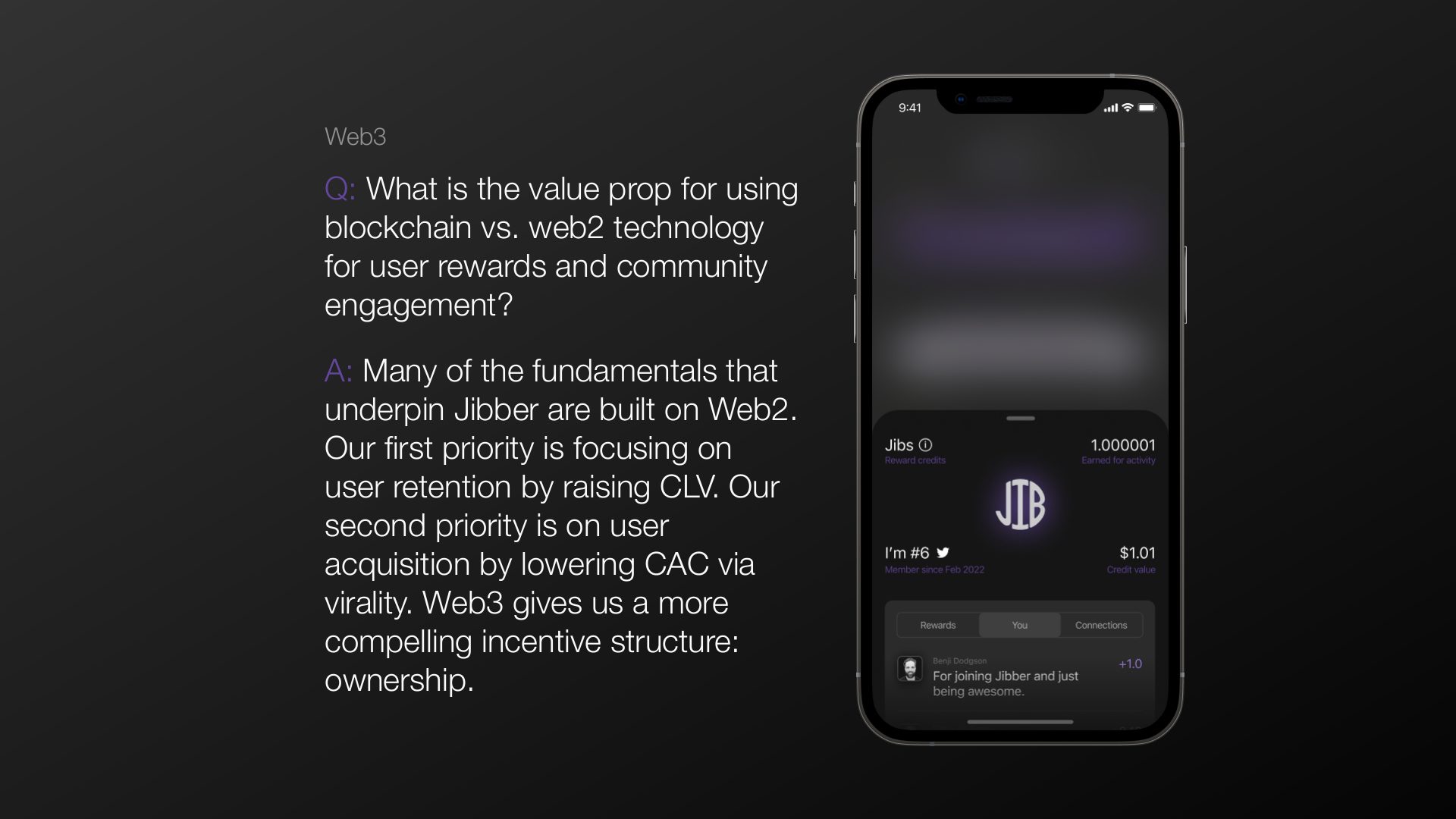 Web3 ownership model for user rewards